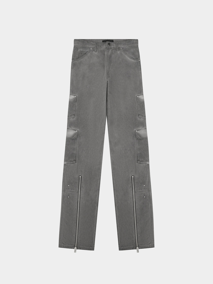 HE, product: WASHED GREY CARGO TROUSERS (Thumbnail)