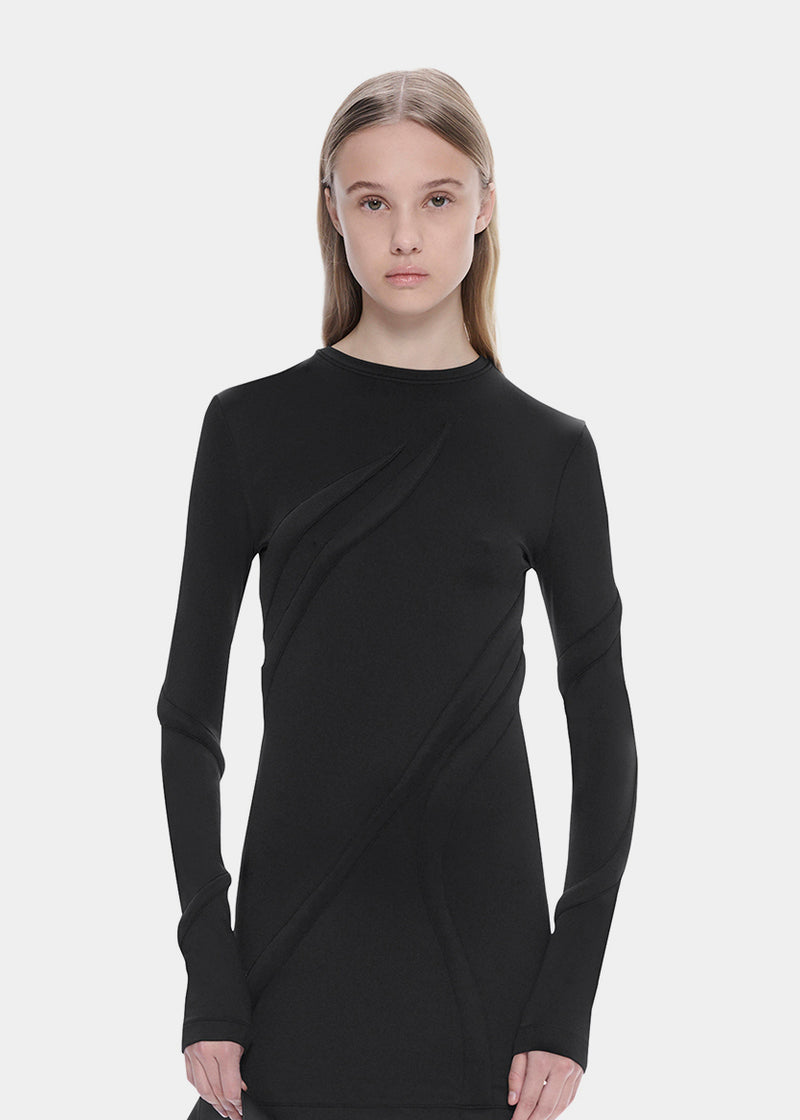 HE, product: MORPHED PADDED DRESS (Thumbnail alt.)