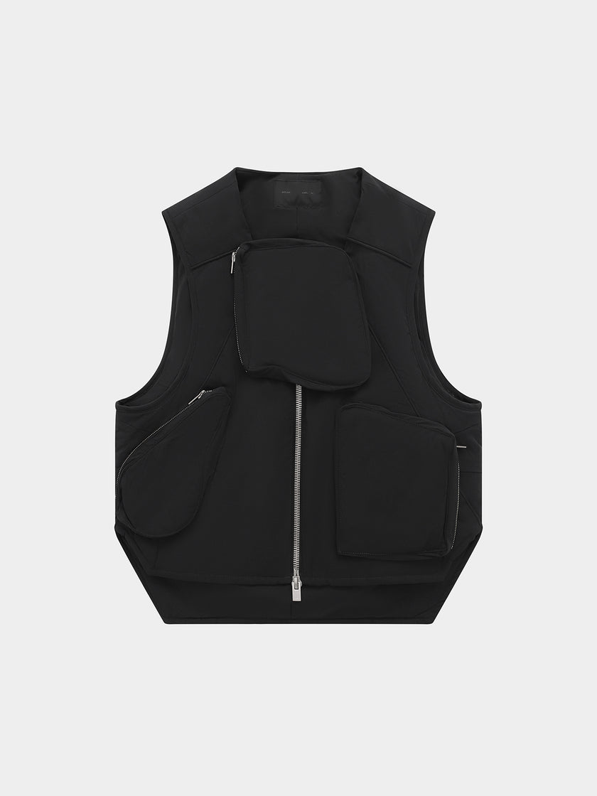 HELIOT EMIL Pooled multi-pocket gilet - Black