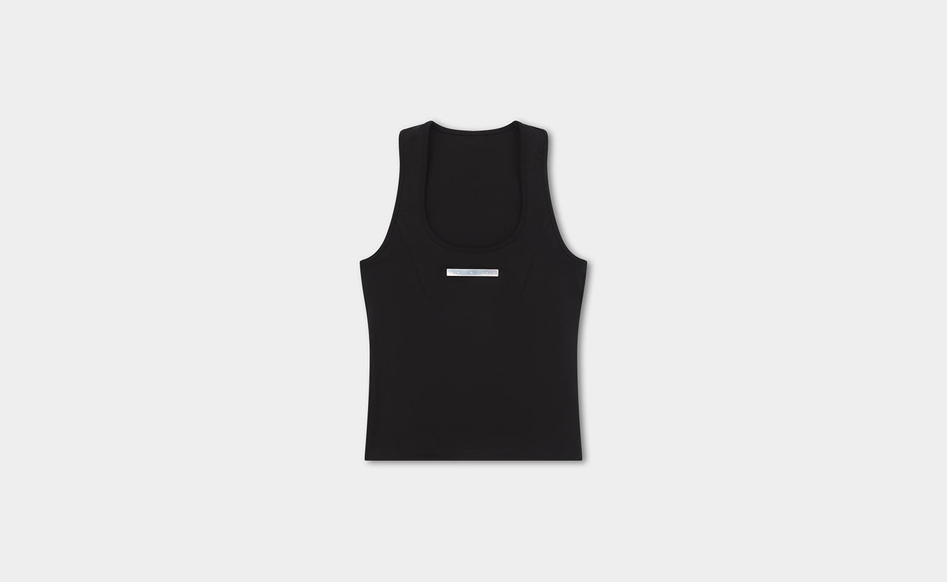 HELIOT EMIL ブラック Acacia タンクトップ HELIOT EMIL ++ ASTRAPE FITTED TANK TOP