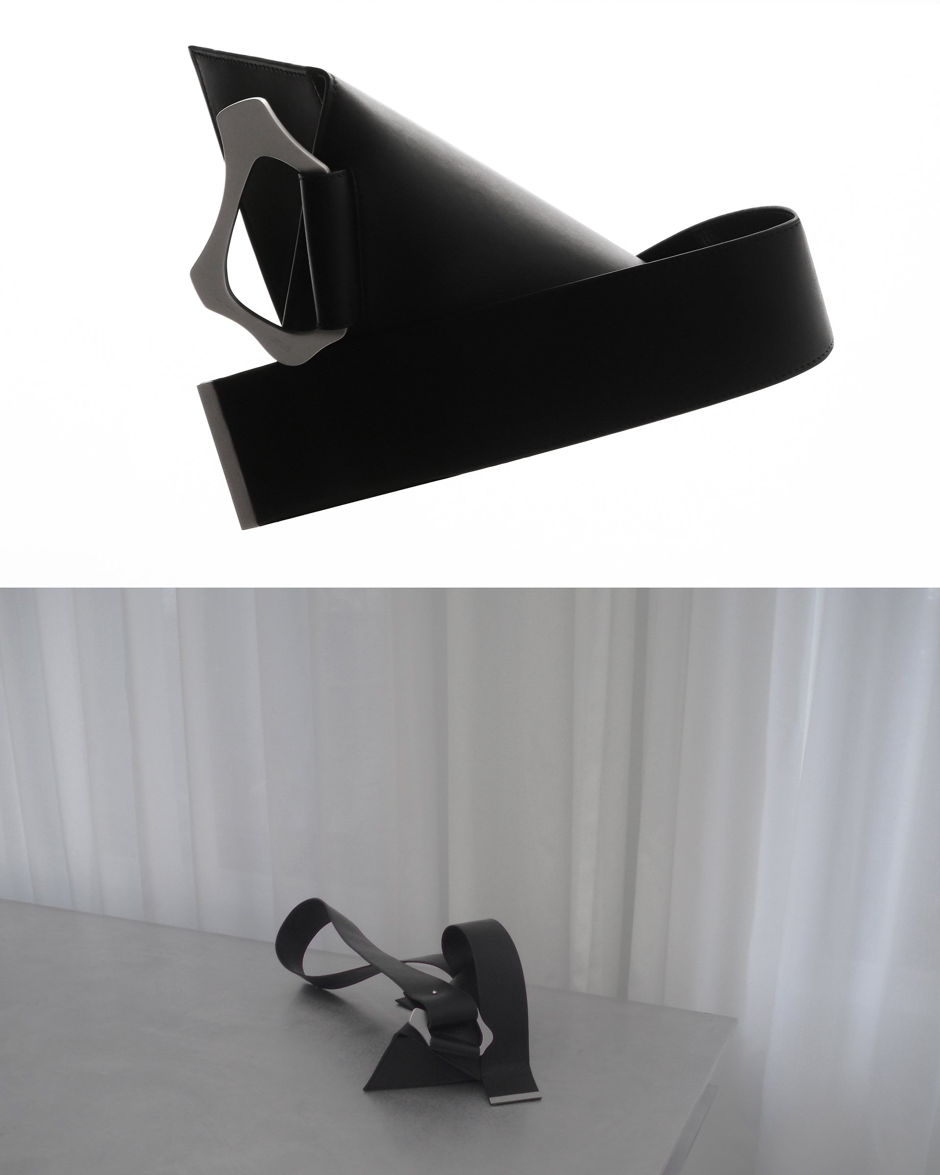 黒のHEデザインストラップベルト HELIOT EMIL HELIOT EMIL ++ MORPHED BAGS SERIES